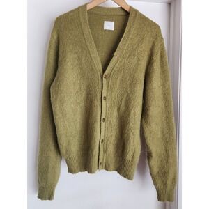 Smock Cardigan XS Green Wool Mohair Blend Sweater Grandpacore Luxury